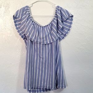 Old Nave Blue Striped of the shoulder Top